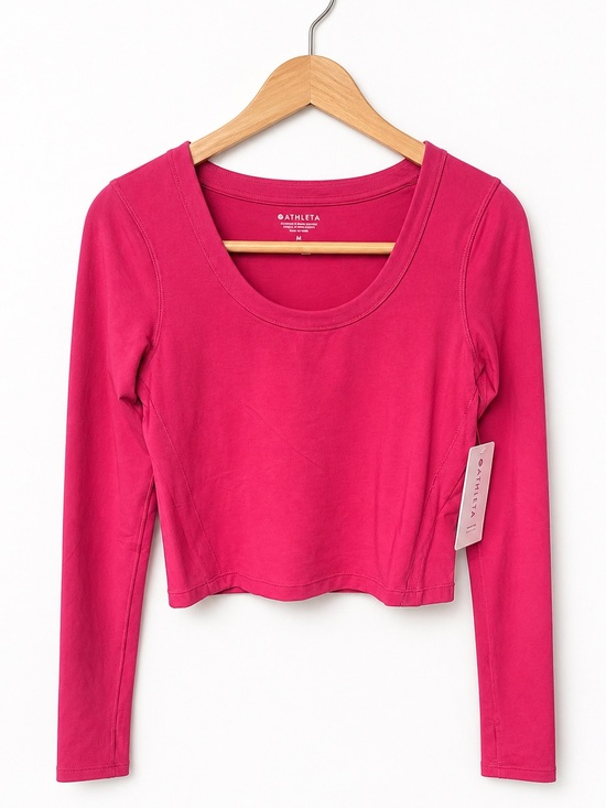 Athleta Tops - Athleta Shanti PowerVita Long Sleeve Crop Top Pink NWT Medium Thumbholes